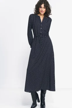 Robe longue à pois manche longue