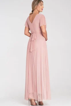 Robe longue rose pour demoiselle d'honneur chic