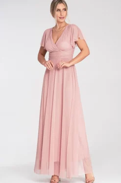 Robe longue rose pour demoiselle d'honneur chic