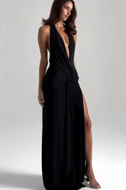 Robe longue sexy décolleté profond dos nu