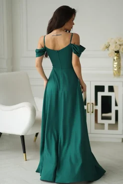 Robe longue verte émeraude fendue