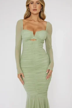 Robe midi avec manches transparentes