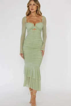 Robe midi avec manches transparentes