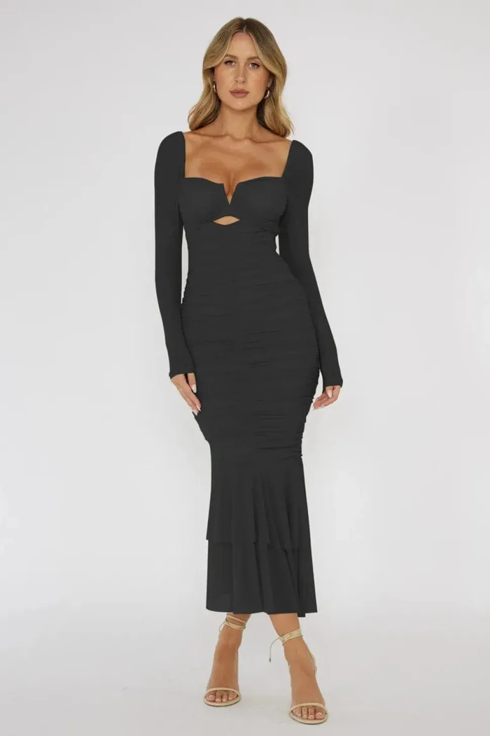 Robe midi avec manches transparentes