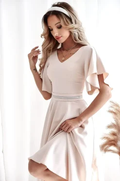 Robe midi drapée manches courtes