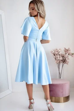 Robe midi drapée manches courtes