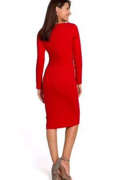 Robe midi moulante manches longues