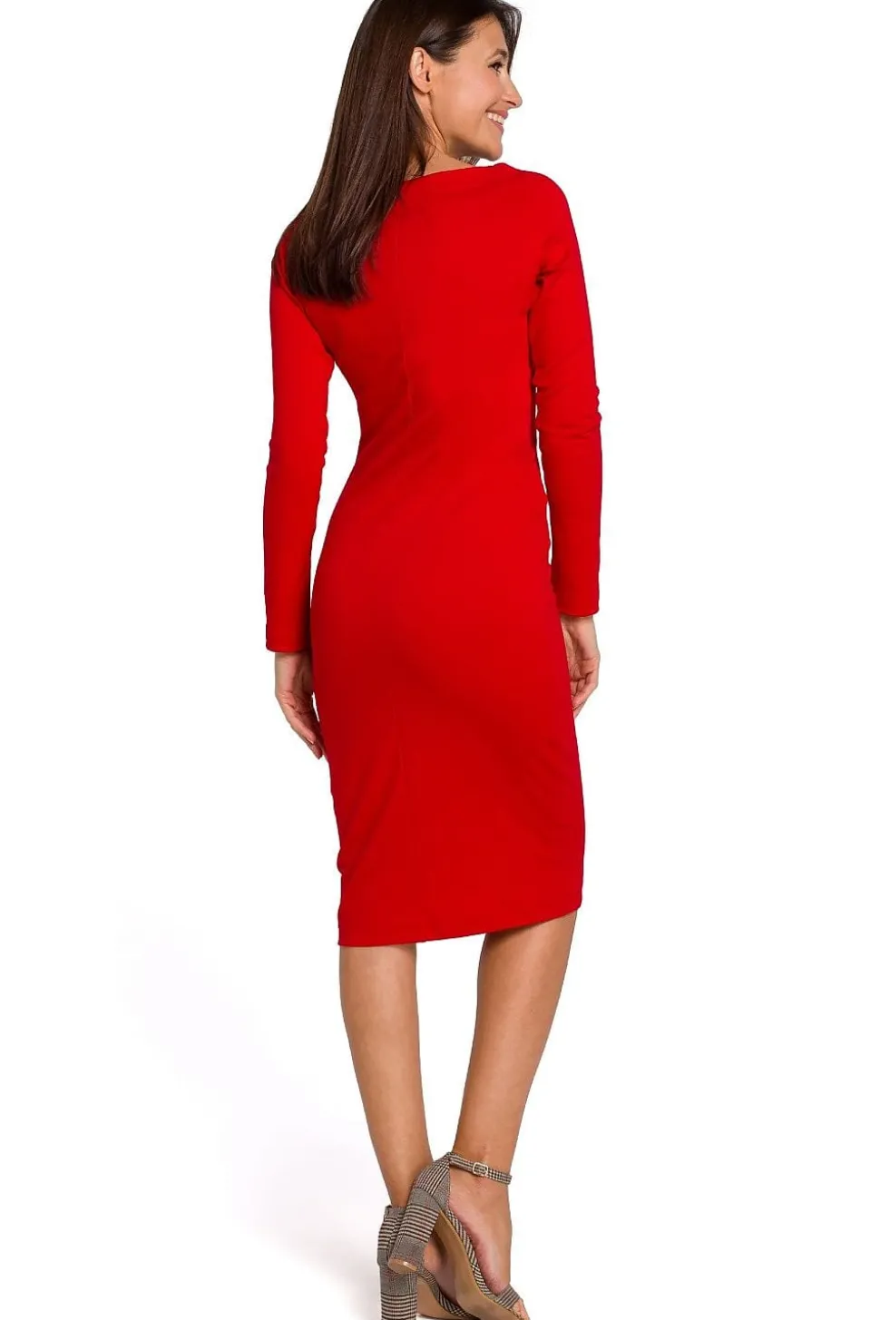Robe midi moulante manches longues