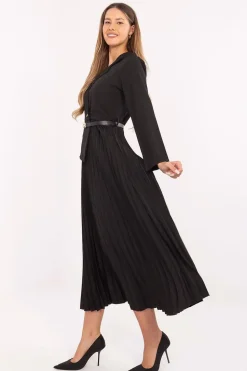 Robe midi plissée chic noire élégante