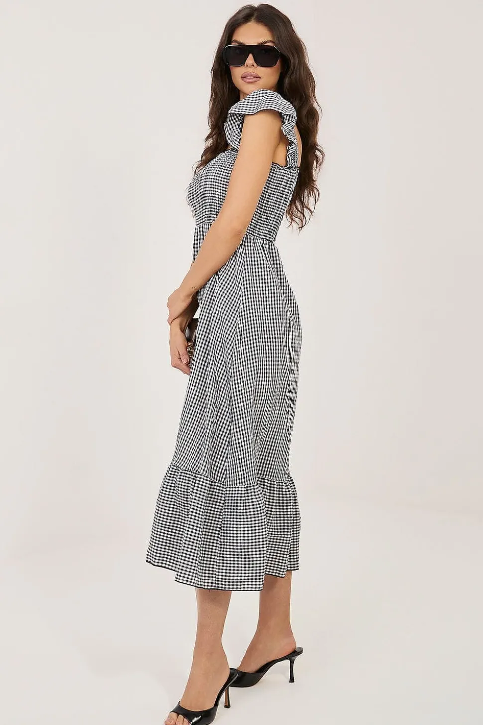 Robe midi vichy décontractée