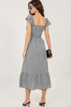 Robe midi vichy décontractée