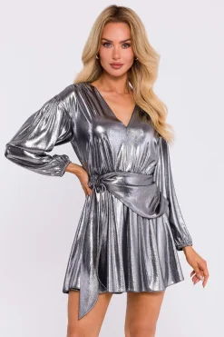 Robe mini drapée métallisée