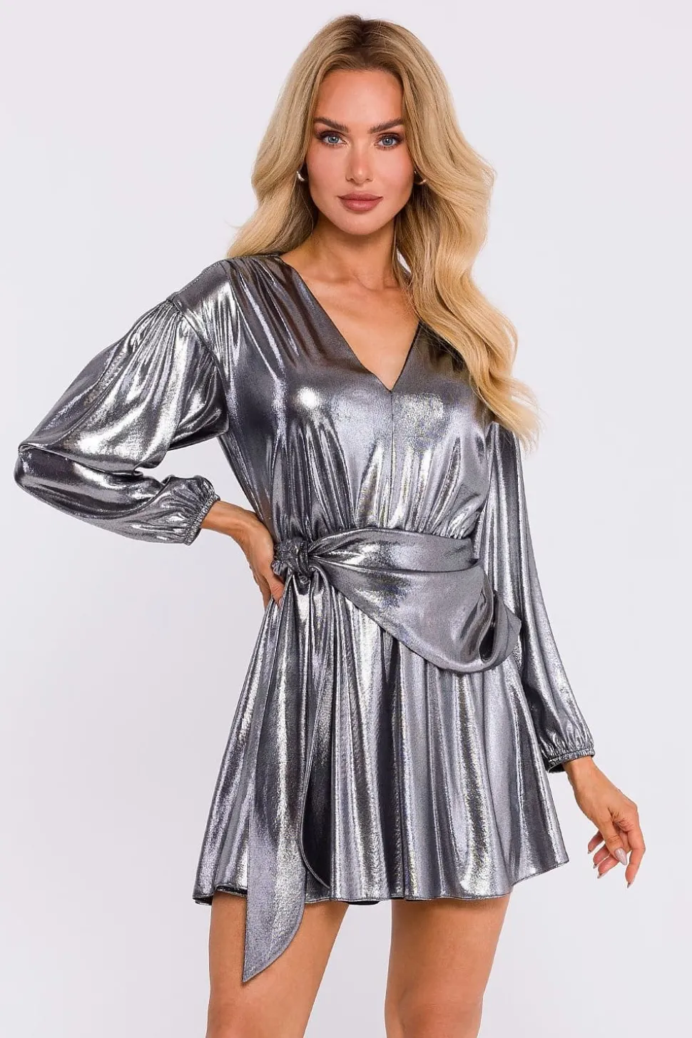 Robe mini drapée métallisée