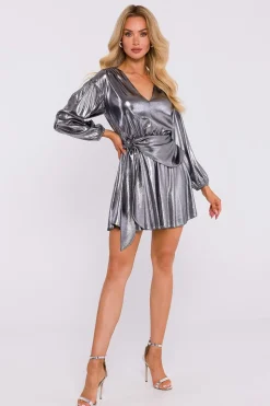 Robe mini drapée métallisée