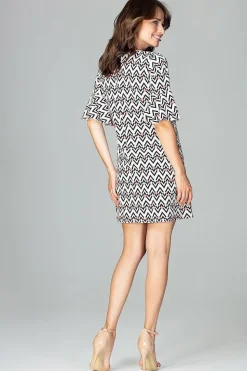 Robe mini noire et blanche à motif zigzag