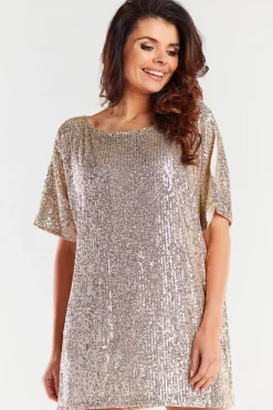 Robe mini à paillettes dorées