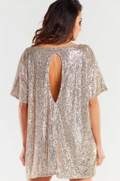 Robe mini à paillettes dorées