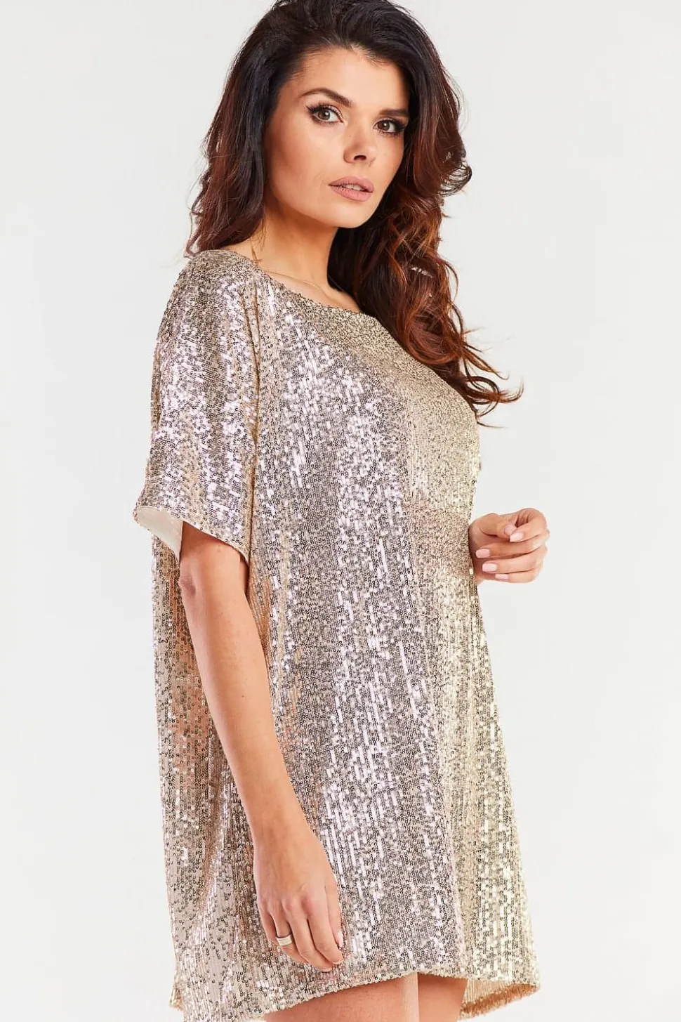 Robe mini à paillettes dorées