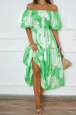 Robe à motifs floraux midi bohème