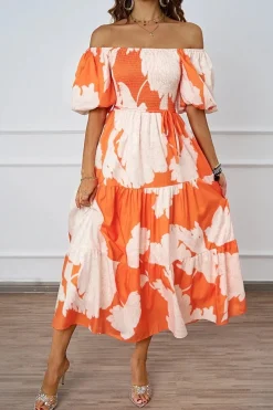 Robe à motifs floraux midi bohème