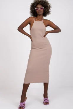 Robe moulante midi dos nu soirée chic