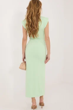 Robe moulante verte longue fendue élégante