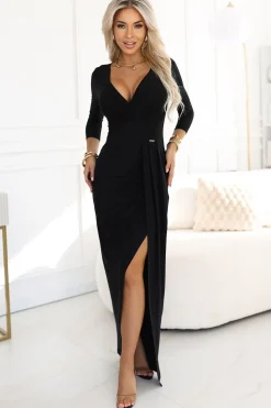 Robe noire moulante longue fendue