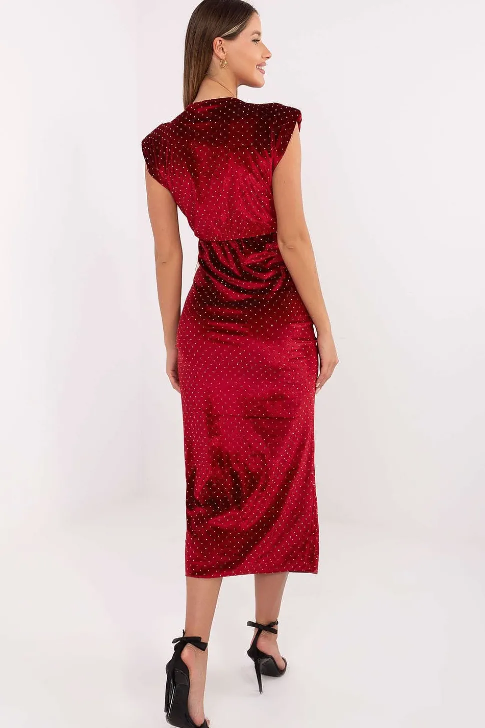 Robe Nouvel An fendue en velours rouge