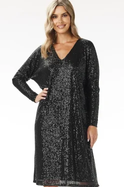 Robe pailletée manches longues
