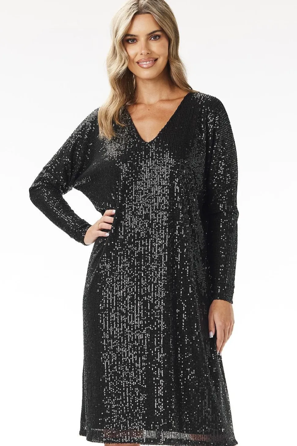 Robe pailletée manches longues
