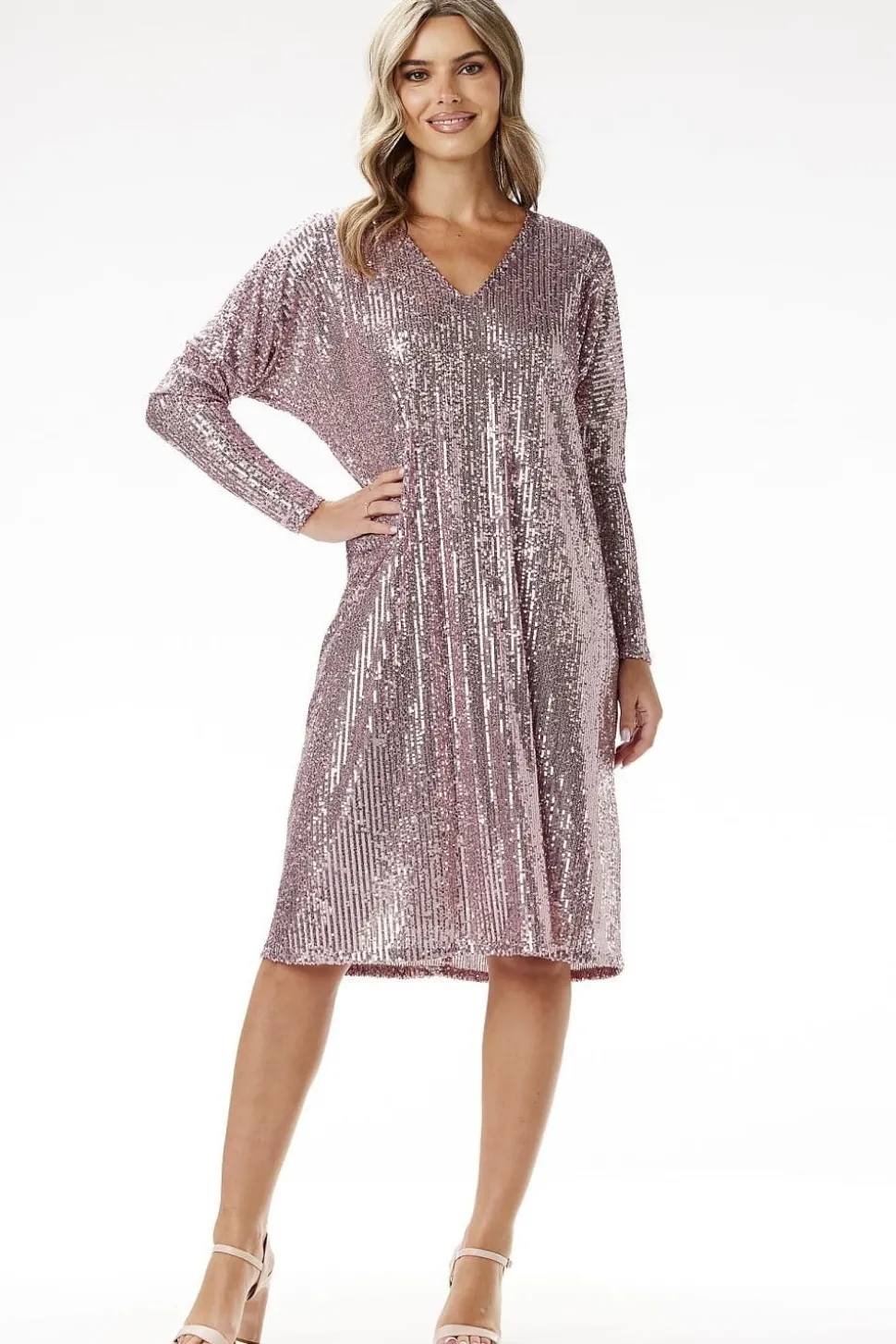 Robe pailletée manches longues