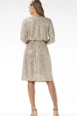 Robe pailletée manches longues