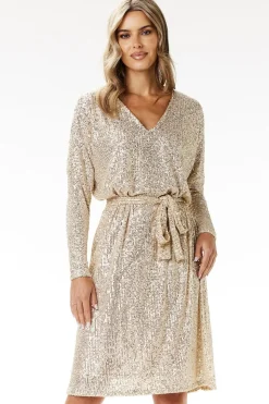 Robe pailletée manches longues
