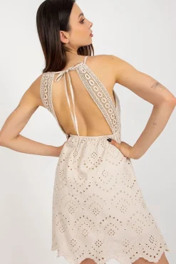 Robe plage bohème beige courte