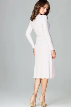 Robe portefeuille blanche midi manches longues