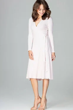 Robe portefeuille blanche midi manches longues
