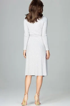 Robe portefeuille midi grise