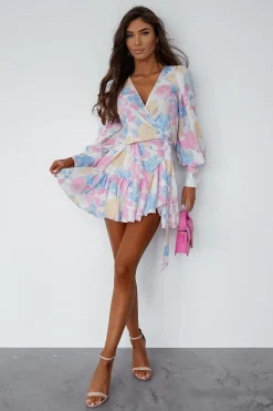 Robe portefeuille multicolore courte