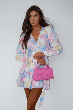Robe portefeuille multicolore courte