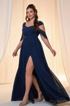 Robe pour invitée au mariage bleue longue grande taille