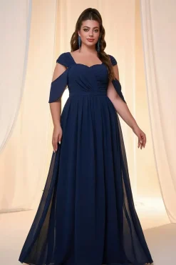 Robe pour invitée au mariage bleue longue grande taille