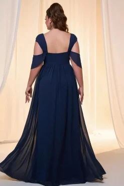 Robe pour invitée au mariage bleue longue grande taille
