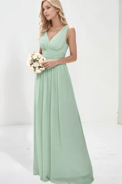 Robe pour invitée au mariage longue vert sauge