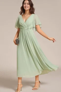 Robe pour invitée au mariage midi verte