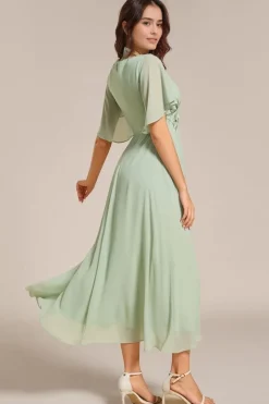 Robe pour invitée au mariage midi verte
