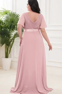 Robe pour invitée au mariage rose poudre longue