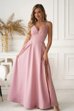 Robe pour invitée au mariage rose fendue