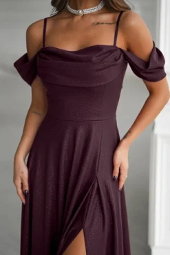 Robe pour invitée au mariage violette longue scintillante