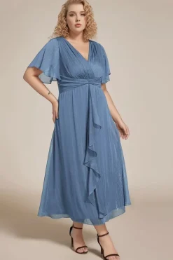 Robe pour invitée de mariage grande taille bleue