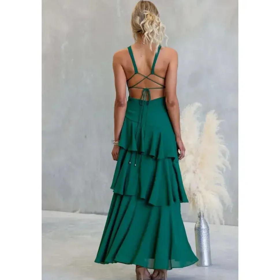 Robe pour unvitée au mariage dos nu fluide